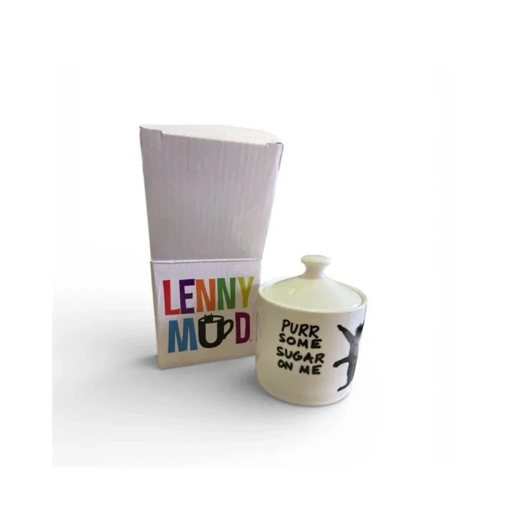 NIB Lenny Mud Purr Some Sugar on Me Cat Sugar Bowl Discontinued